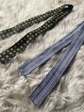 Set of 2: Purple Paisley and Black & Yellow Square Thin Bandana Scarves